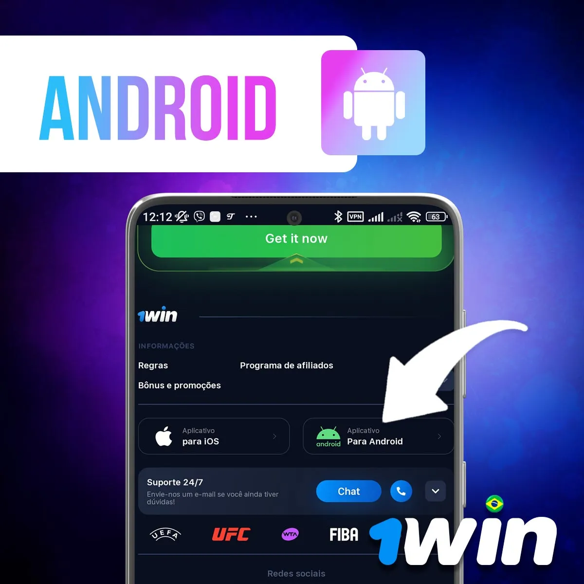 Aplicativo prático para Android da casa de apostas 1win no Brasil