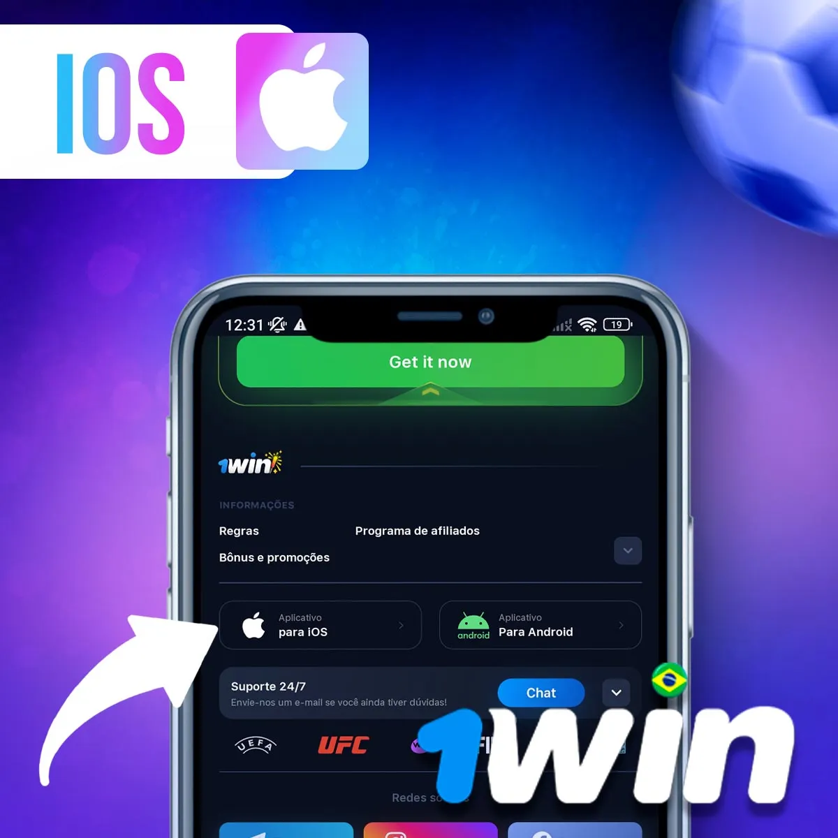 Versão móvel para iOS da casa de apostas 1win no Brasil