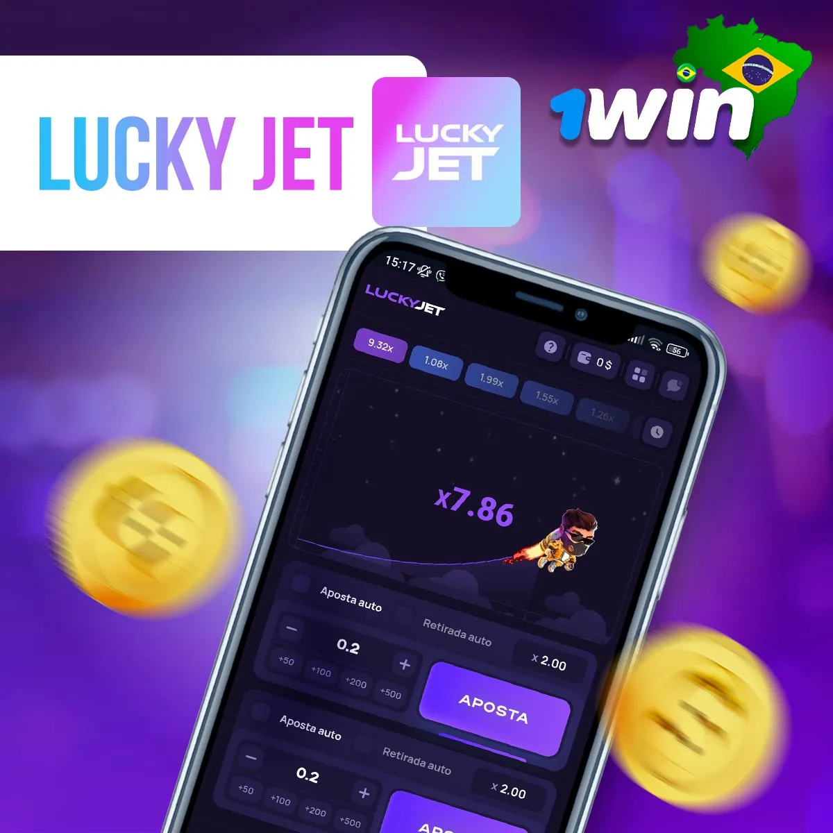 O popular jogo Lucky Jet no Cassino 1win no Brasil