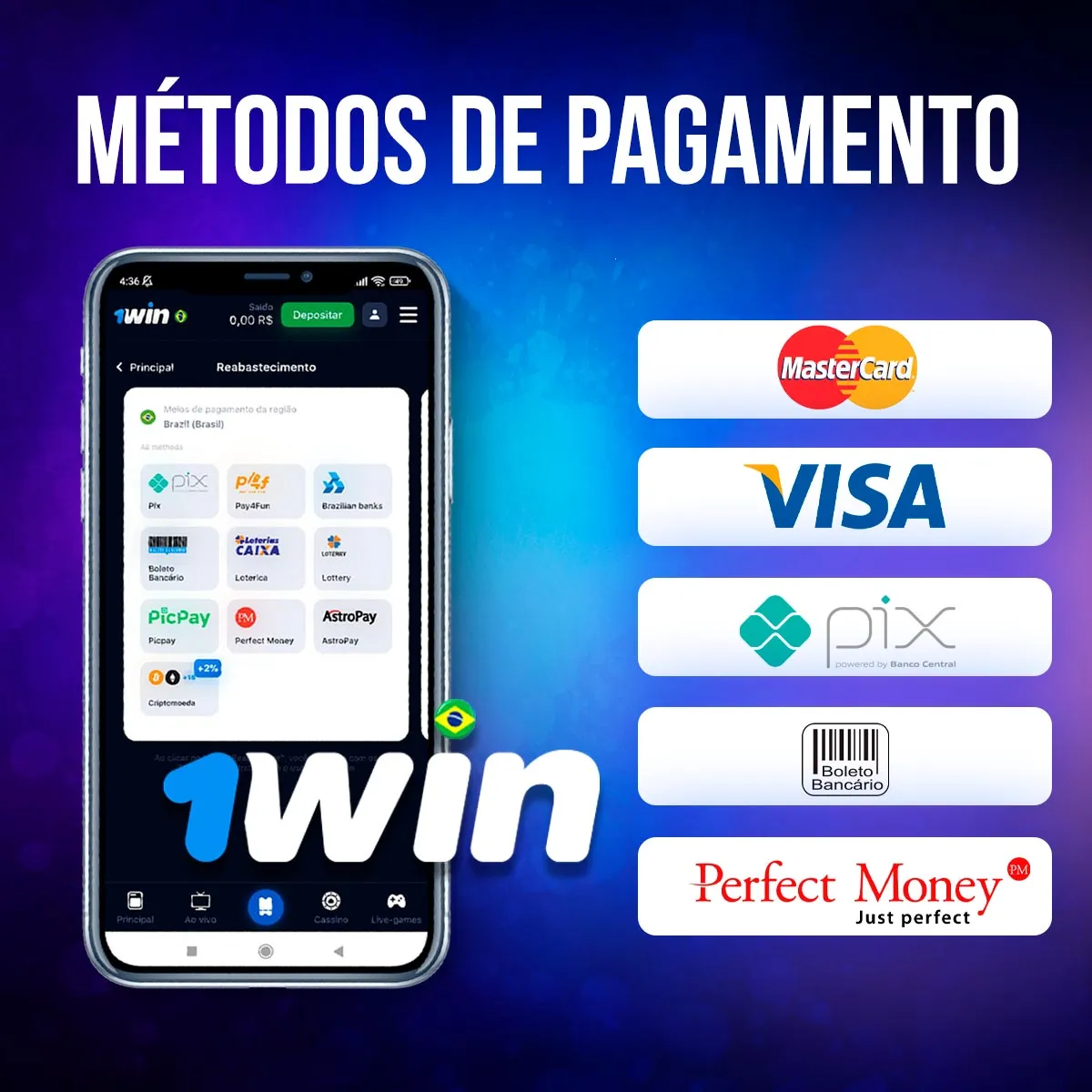 opções de pagamento no cassino 1 win Brasil