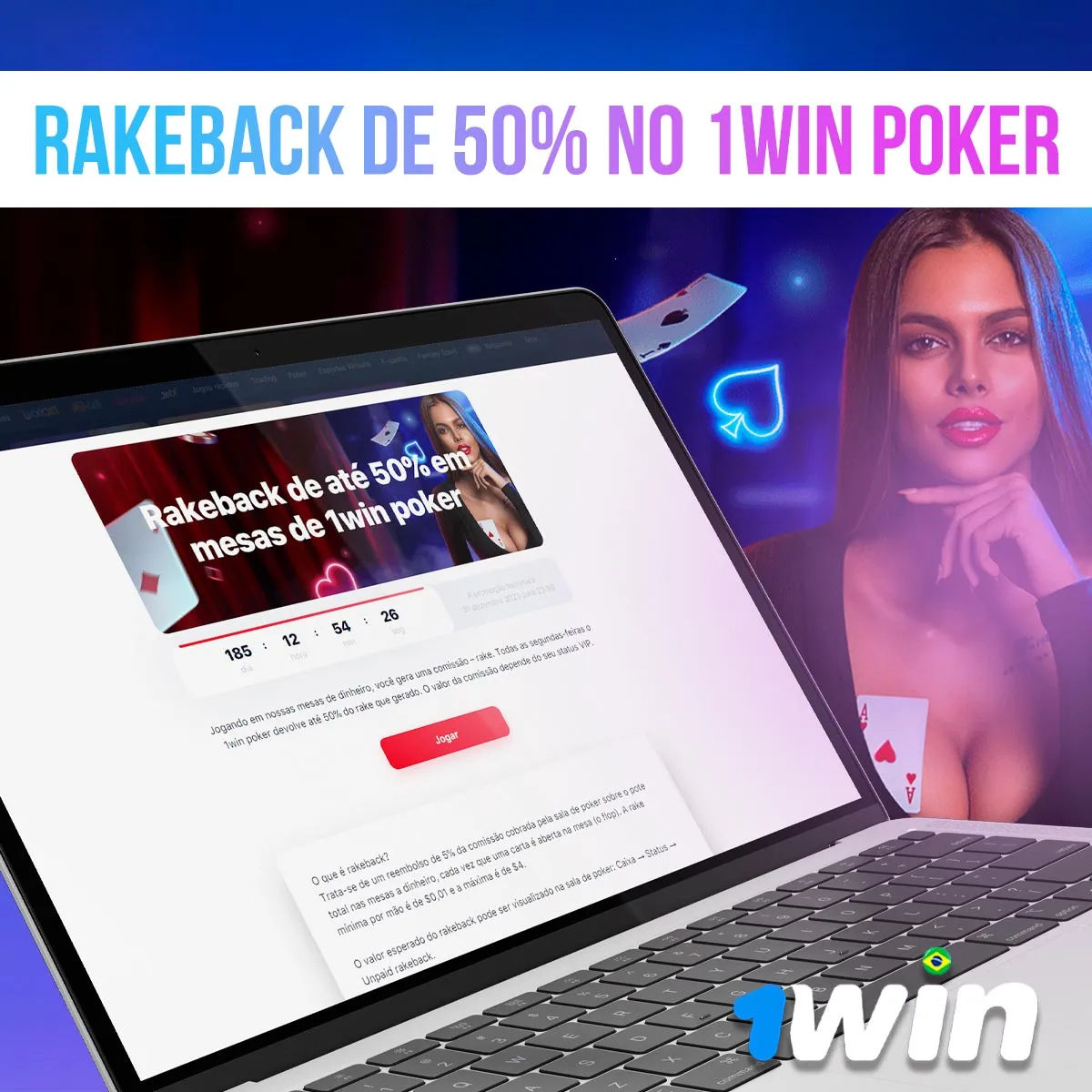 Visão geral do bônus de rakeback de 50% no 1win poker