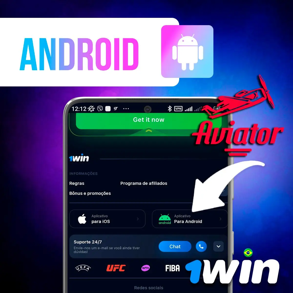 Aplicativo prático Aviator para Android da casa de apostas 1win no Brasil