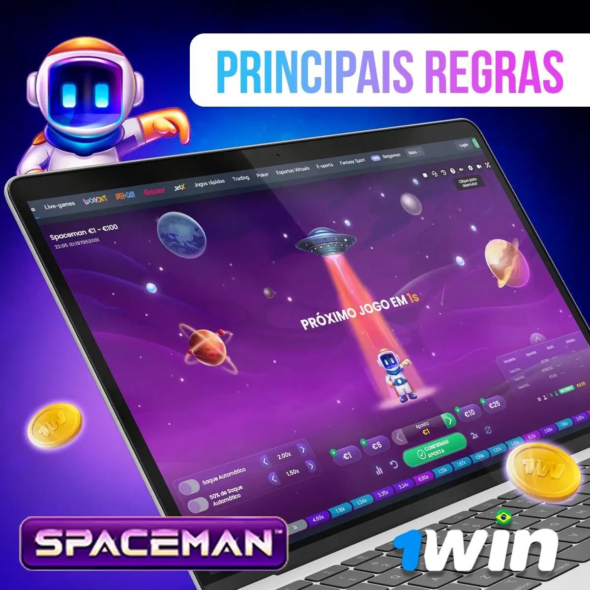 Principais termos e condições do jogo Spaceman 1Win